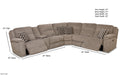 Motion Ease - Campbell Power Reclining Sectional with Left-Side USB in Platinum - 162-77, 00, 48-14 - GreatFurnitureDeal