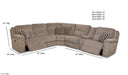 Motion Ease - Campbell Power Reclining Sectional with Right-Side USB in Brown - 162-47, 00, 78-14 - GreatFurnitureDeal