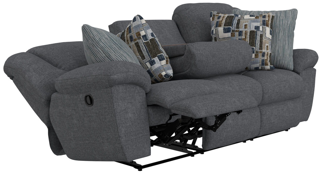 Catnapper - Trifecta Sofa w/3 Recliners & Drop Down Table in Smoke - 16545-SMOKE - GreatFurnitureDeal