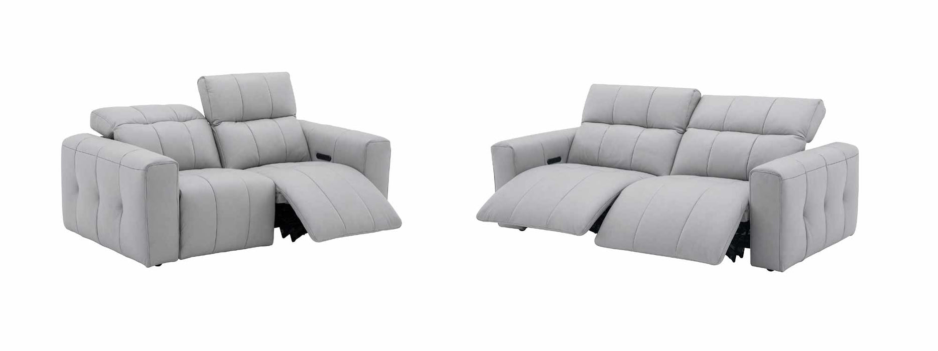 J&M Furniture - Prescott Leather Sofa Set in Light Grey - 16789-SL - GreatFurnitureDeal