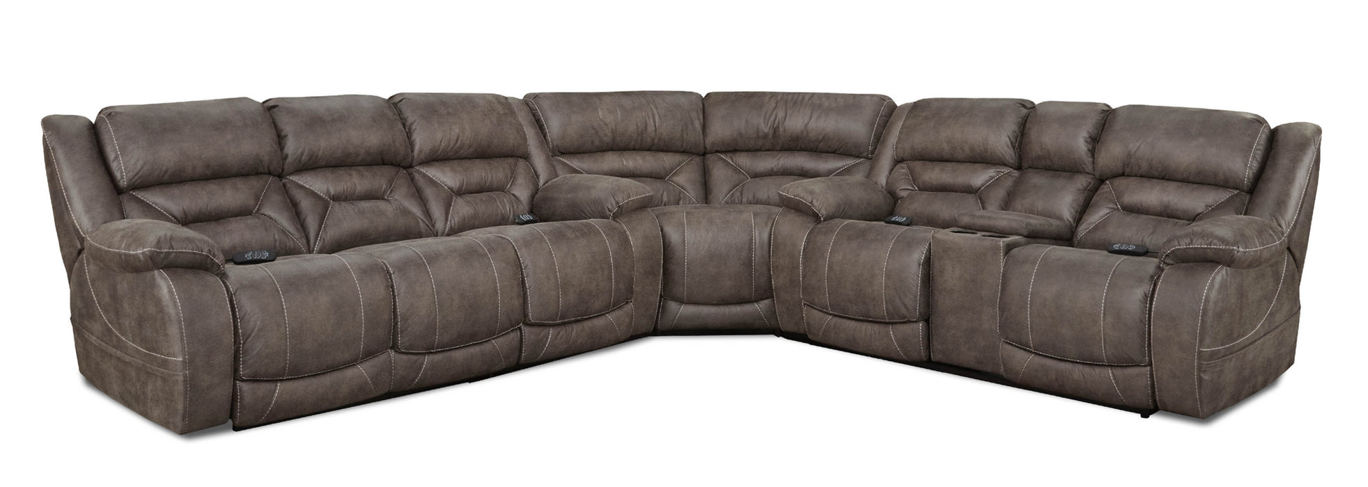 Motion Ease - Laurent Left-Hand Facing Triple Power Console Sectional with USB in Mink - 168-37 00 57-14 - GreatFurnitureDeal