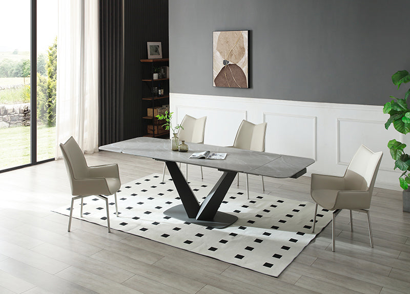ESF Furniture - Cloud Dining Table Two 16'' Extensions in Light Grey - CLOUDTABLE
