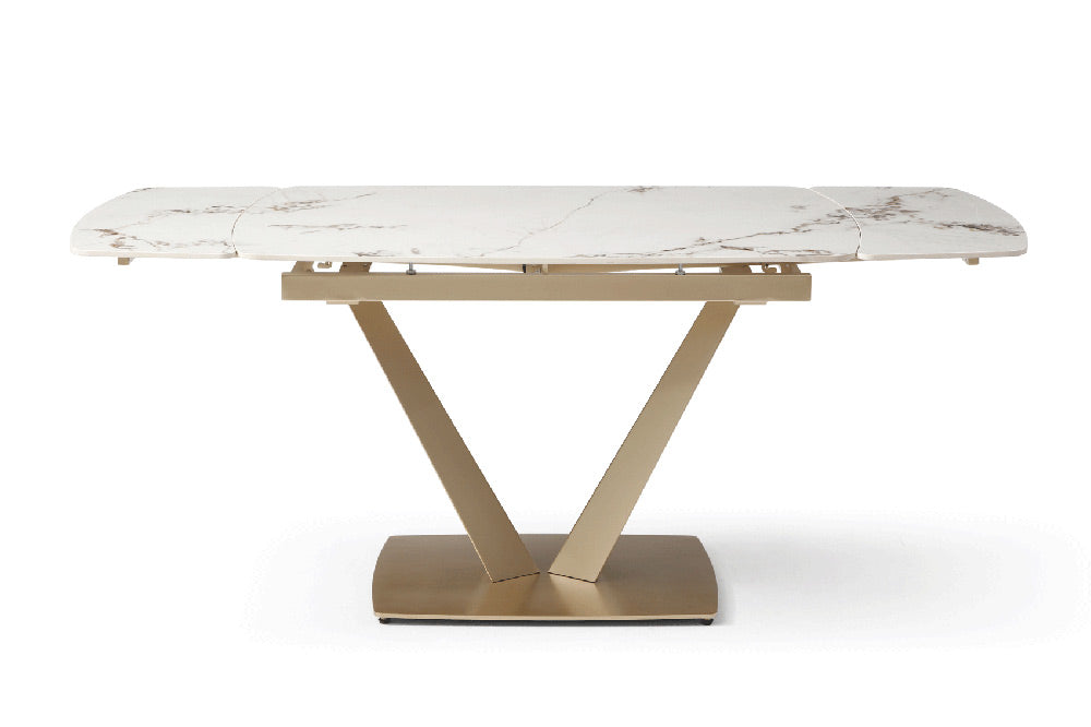 ESF Furniture - 109 Dining Table Two 12'' Extensions in Gloss Golden Champagne - 109TABLEGOLDEN