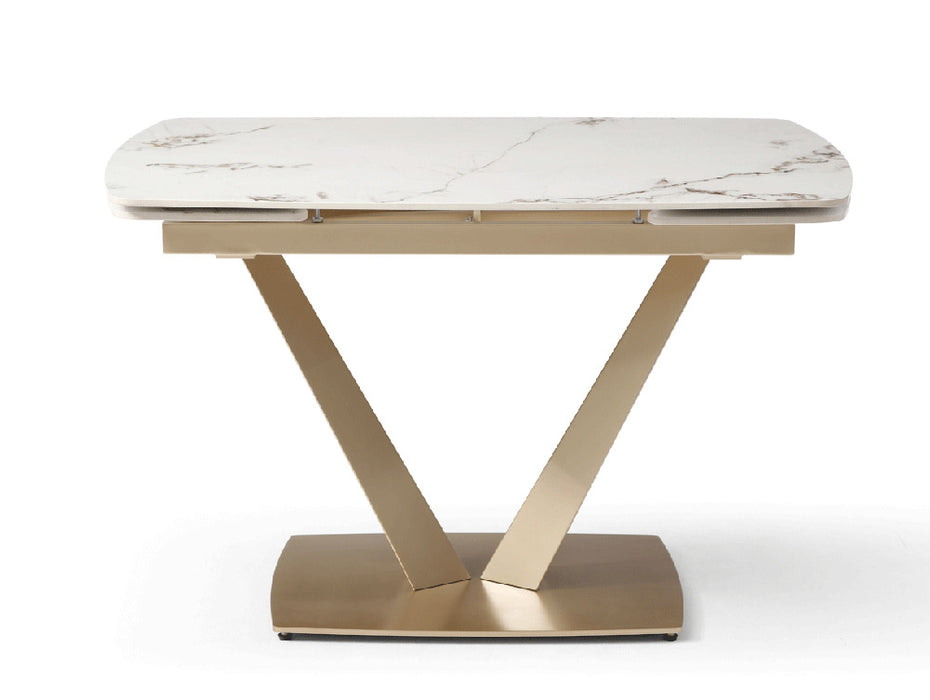 ESF Furniture - 109 - 7 Piece Dining Table Set in Gloss Golden - 109TABLEGOLDEN-7SET - GreatFurnitureDeal