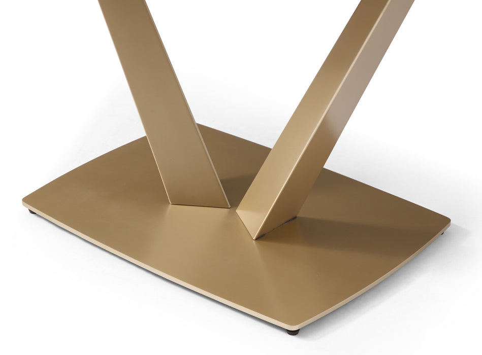 ESF Furniture - 109 - 7 Piece Dining Table Set in Gloss Golden - 109TABLEGOLDEN-7SET - GreatFurnitureDeal