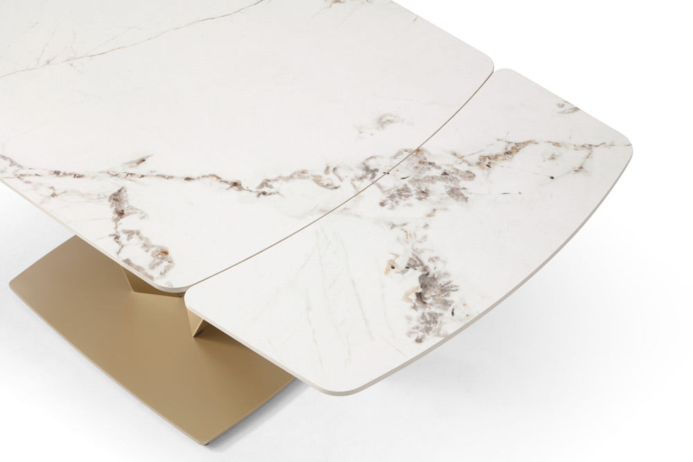 ESF Furniture - 109 - 7 Piece Dining Table Set in Gloss Golden - 109TABLEGOLDEN-7SET - GreatFurnitureDeal