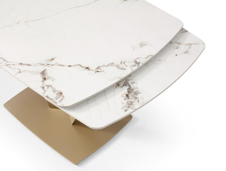 ESF Furniture - 109 - 7 Piece Dining Table Set in Gloss Golden - 109TABLEGOLDEN-7SET - GreatFurnitureDeal