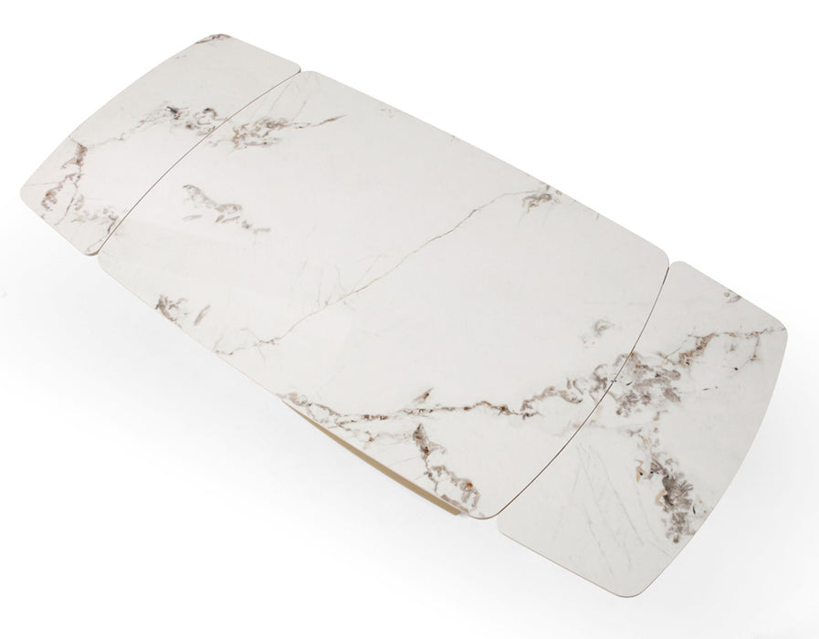 ESF Furniture - 109 - 7 Piece Dining Table Set in Gloss Golden - 109TABLEGOLDEN-7SET - GreatFurnitureDeal