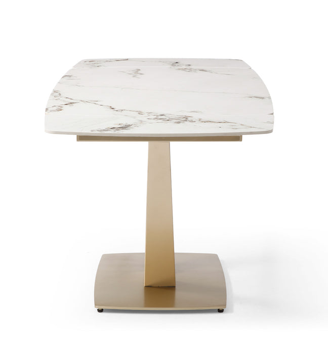 ESF Furniture - 109 - 7 Piece Dining Table Set in Gloss Golden - 109TABLEGOLDEN-7SET - GreatFurnitureDeal