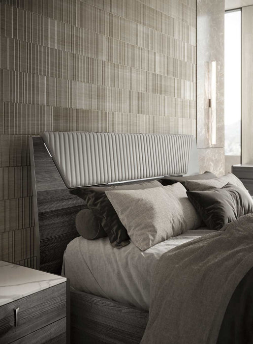 ESF Furniture - Vulcano Queen Size Bed Upholstry in Luxury Grey Oak - VULCANOQSBED