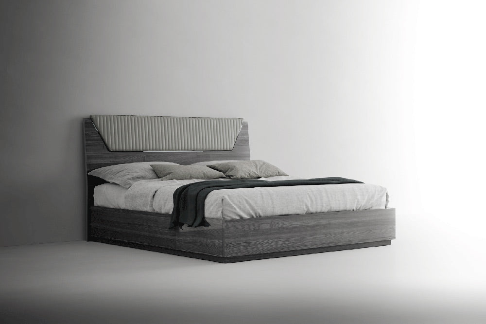 ESF Furniture - Vulcano Queen Size Bed Upholstry in Luxury Grey Oak - VULCANOQSBED - GreatFurnitureDeal