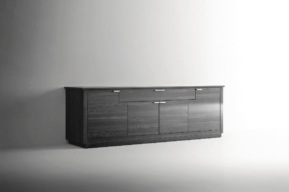 ESF Furniture - Vulcano 4 Door Buffet with Mirror in Luxury Grey Oak - VULCANOBUFFET-MIRROR - GreatFurnitureDeal