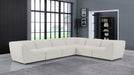Meridian Furniture - Miramar 142" Linen Textured Fabric Upholstered 6 Piece Modular Sectional - 683Cream-Sec6B - GreatFurnitureDeal