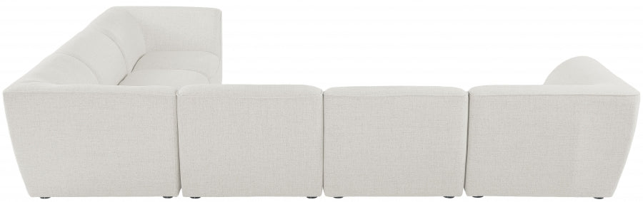 Meridian Furniture - Miramar 142" Linen Textured Fabric Upholstered 6 Piece Modular Sectional - 683Cream-Sec6B - GreatFurnitureDeal