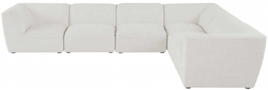 Meridian Furniture - Miramar 142" Linen Textured Fabric Upholstered 6 Piece Modular Sectional - 683Cream-Sec6B - GreatFurnitureDeal