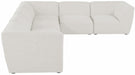 Meridian Furniture - Miramar 142" Linen Textured Fabric Upholstered 6 Piece Modular Sectional - 683Cream-Sec6B - GreatFurnitureDeal