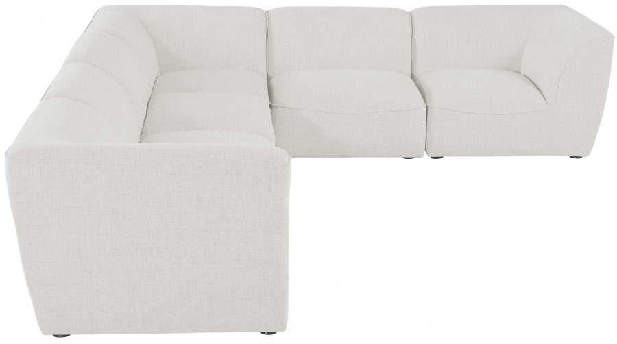 Meridian Furniture - Miramar 142" Linen Textured Fabric Upholstered 6 Piece Modular Sectional - 683Cream-Sec6B - GreatFurnitureDeal