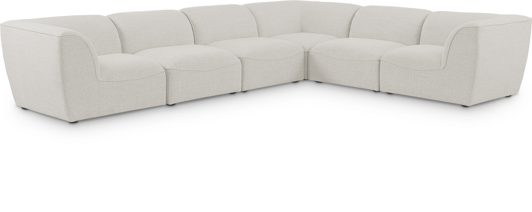 Meridian Furniture - Miramar 142" Linen Textured Fabric Upholstered 6 Piece Modular Sectional - 683Cream-Sec6B - GreatFurnitureDeal