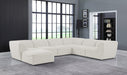 Meridian Furniture - Miramar 142" Linen Textured Fabric Upholstered 7 Piece Modular Sectional - 683Cream-Sec7A - GreatFurnitureDeal