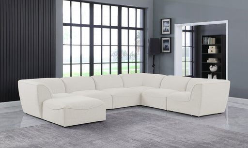 Meridian Furniture - Miramar 142" Linen Textured Fabric Upholstered 7 Piece Modular Sectional - 683Cream-Sec7A - GreatFurnitureDeal