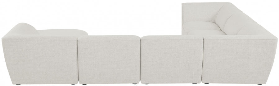 Meridian Furniture - Miramar 142" Linen Textured Fabric Upholstered 7 Piece Modular Sectional - 683Cream-Sec7A - GreatFurnitureDeal