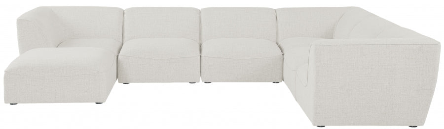 Meridian Furniture - Miramar 142" Linen Textured Fabric Upholstered 7 Piece Modular Sectional - 683Cream-Sec7A - GreatFurnitureDeal