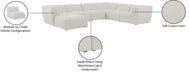 Meridian Furniture - Miramar 142" Linen Textured Fabric Upholstered 7 Piece Modular Sectional - 683Cream-Sec7A - GreatFurnitureDeal
