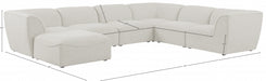 Meridian Furniture - Miramar 142" Linen Textured Fabric Upholstered 7 Piece Modular Sectional - 683Cream-Sec7A - GreatFurnitureDeal
