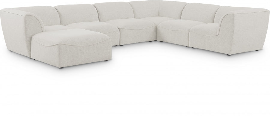 Meridian Furniture - Miramar 142" Linen Textured Fabric Upholstered 7 Piece Modular Sectional - 683Cream-Sec7A - GreatFurnitureDeal