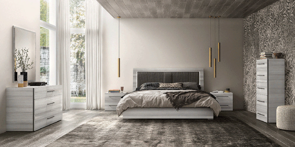 ESF Furniture - Mia 6 Piece King Size Bedroom Set in Silver Grey - MIAKSBED-6SET