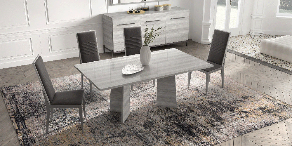 ESF Furniture - Mia 5 Piece Dining Room Set in Silver Grey - MIATABLE-5SET