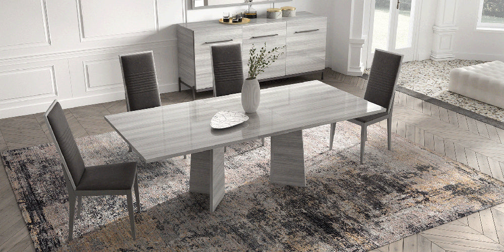 ESF Furniture - Mia 9 Piece Dining Room Set in Silver Grey - MIATABLE-9SET