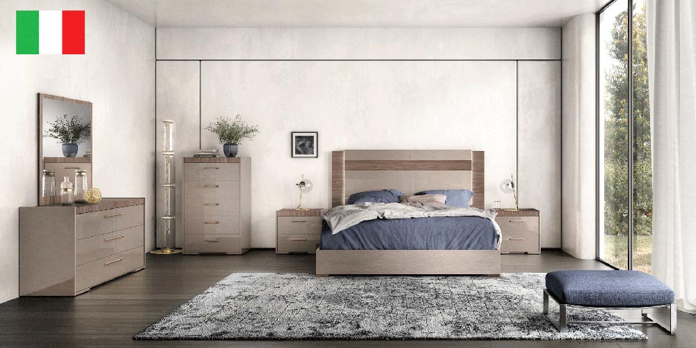 ESF Furniture - Nora 5 Piece King Size Bedroom Set w/ Light in Walnut - NORAKS-5SET