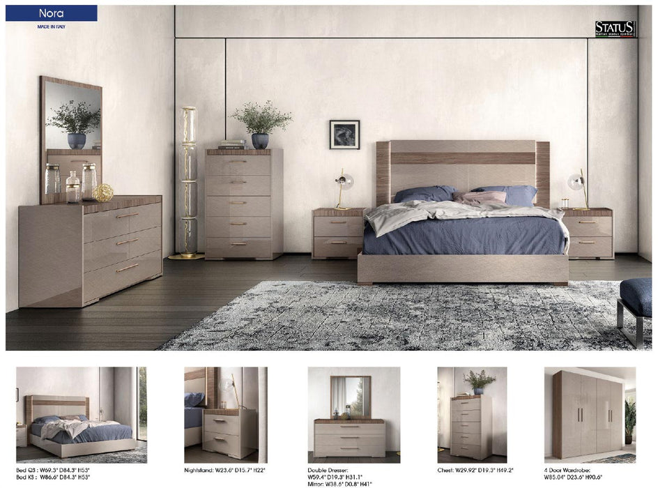 ESF Furniture - Nora 6 Piece King Size Bedroom Set w/ Light in Walnut - NORAKS-6SET - GreatFurnitureDeal