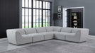 Meridian Furniture - Miramar 142" Linen Textured Fabric Upholstered 6 Piece Modular Sectional - 683Grey-Sec6B - GreatFurnitureDeal