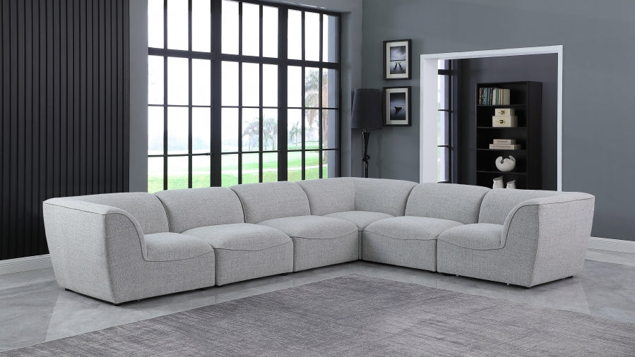 Meridian Furniture - Miramar 142" Linen Textured Fabric Upholstered 6 Piece Modular Sectional - 683Grey-Sec6B - GreatFurnitureDeal