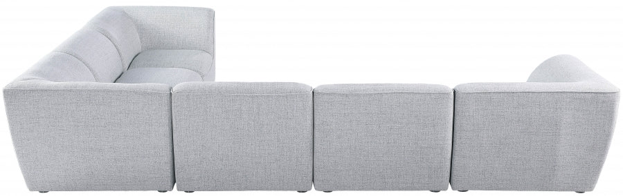 Meridian Furniture - Miramar 142" Linen Textured Fabric Upholstered 6 Piece Modular Sectional - 683Grey-Sec6B - GreatFurnitureDeal