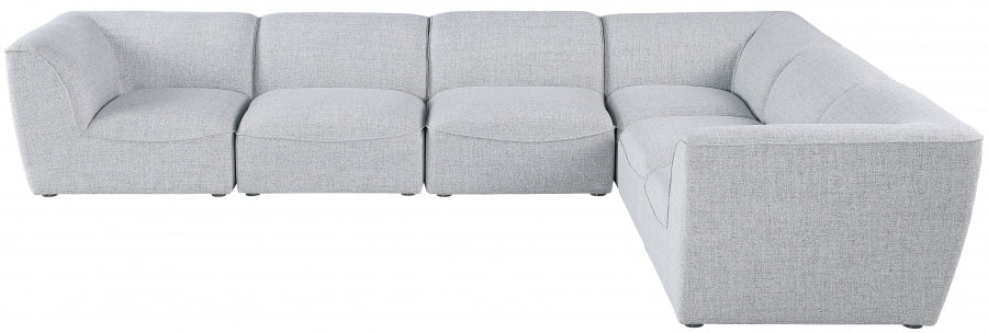 Meridian Furniture - Miramar 142" Linen Textured Fabric Upholstered 6 Piece Modular Sectional - 683Grey-Sec6B - GreatFurnitureDeal