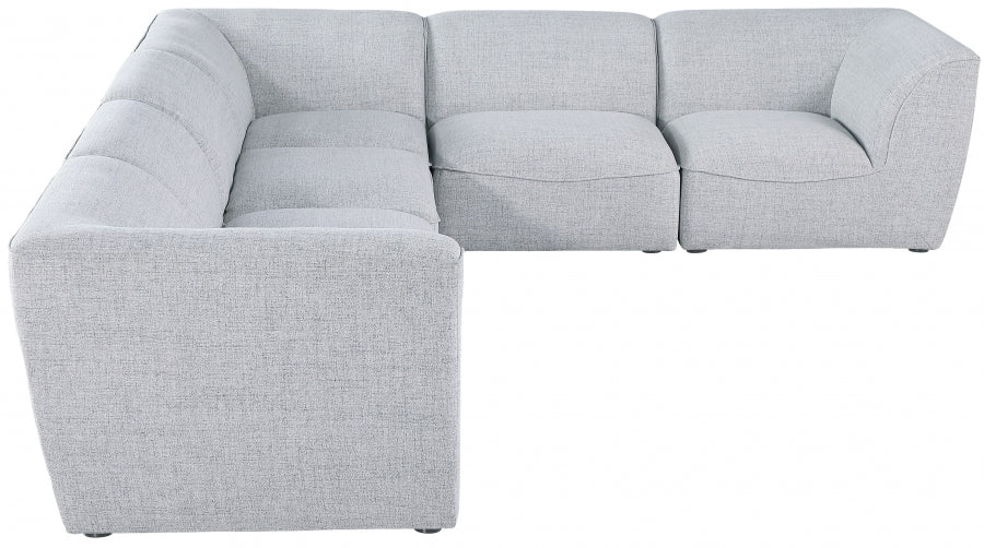 Meridian Furniture - Miramar 142" Linen Textured Fabric Upholstered 6 Piece Modular Sectional - 683Grey-Sec6B - GreatFurnitureDeal