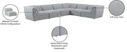 Meridian Furniture - Miramar 142" Linen Textured Fabric Upholstered 6 Piece Modular Sectional - 683Grey-Sec6B - GreatFurnitureDeal