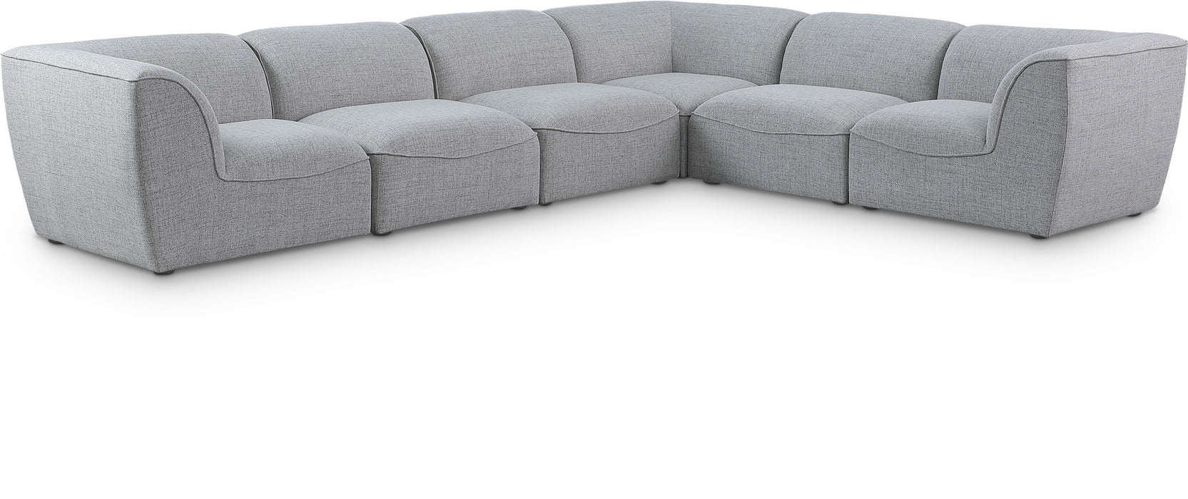 Meridian Furniture - Miramar 142" Linen Textured Fabric Upholstered 6 Piece Modular Sectional - 683Grey-Sec6B - GreatFurnitureDeal