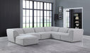 Meridian Furniture - Miramar 142" Linen Textured Fabric Upholstered 7 Piece Modular Sectional - 683Grey-Sec7A - GreatFurnitureDeal