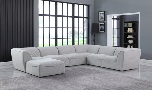 Meridian Furniture - Miramar 142" Linen Textured Fabric Upholstered 7 Piece Modular Sectional - 683Grey-Sec7A - GreatFurnitureDeal
