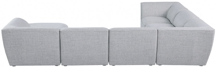 Meridian Furniture - Miramar 142" Linen Textured Fabric Upholstered 7 Piece Modular Sectional - 683Grey-Sec7A - GreatFurnitureDeal
