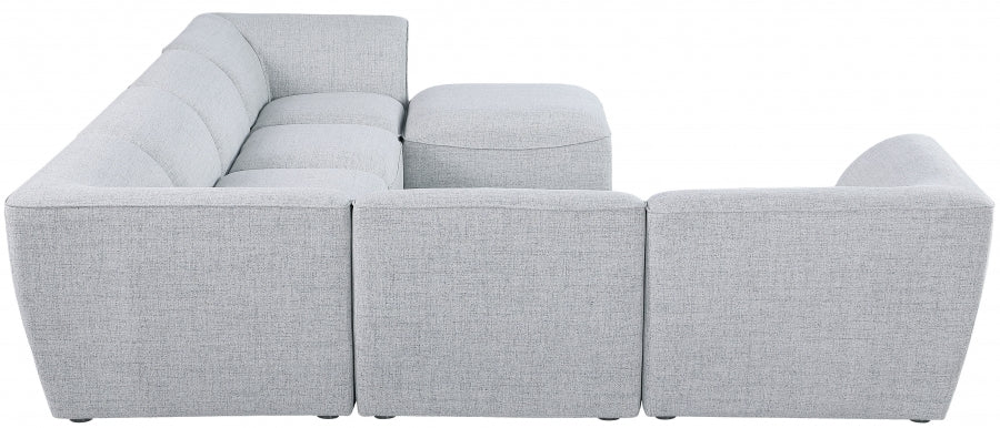 Meridian Furniture - Miramar 142" Linen Textured Fabric Upholstered 7 Piece Modular Sectional - 683Grey-Sec7A - GreatFurnitureDeal
