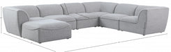 Meridian Furniture - Miramar 142" Linen Textured Fabric Upholstered 7 Piece Modular Sectional - 683Grey-Sec7A - GreatFurnitureDeal