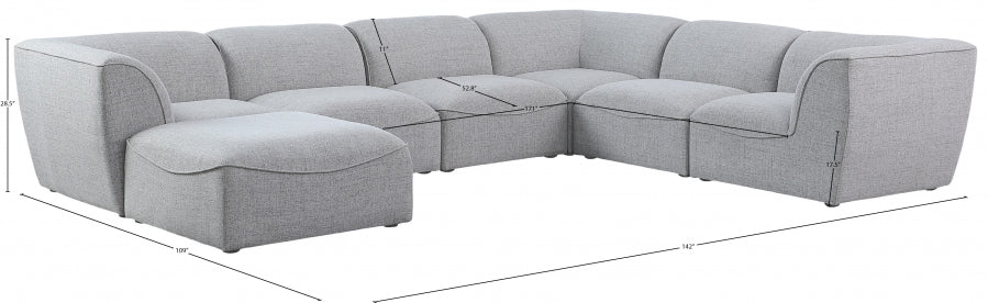 Meridian Furniture - Miramar 142" Linen Textured Fabric Upholstered 7 Piece Modular Sectional - 683Grey-Sec7A - GreatFurnitureDeal