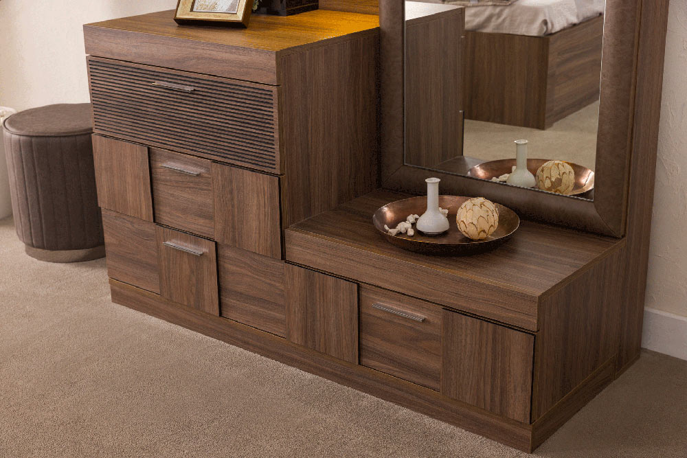 ESF Furniture - Lindo Dresser with Mirror w/led in Brown Tones - LINDODRESSERMIRROR - GreatFurnitureDeal
