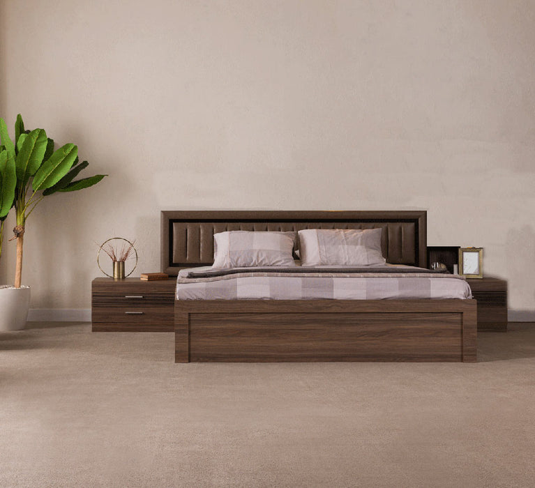 ESF Furniture - Lindo 4 Piece Queen Size Storage Bedroom Set w/led in Brown Tones - LINDOQS-4SET
