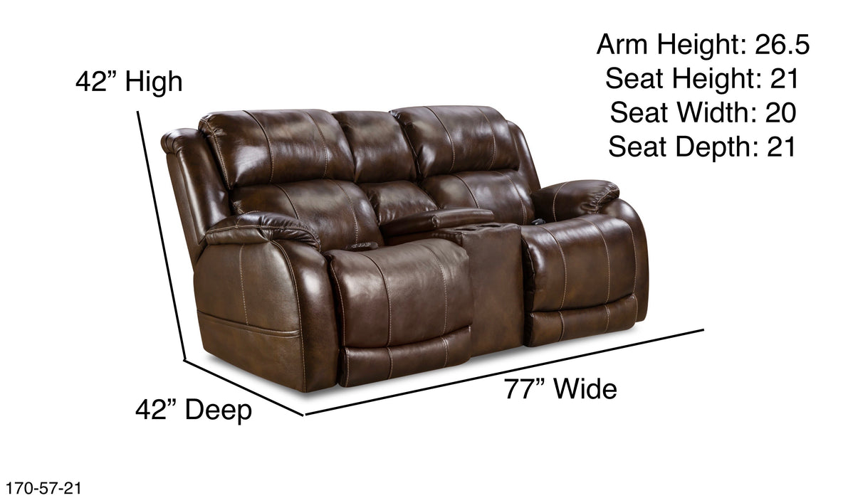 Motion Ease - Montana Power Console Loveseat in Brown - 170-57-21 - GreatFurnitureDeal